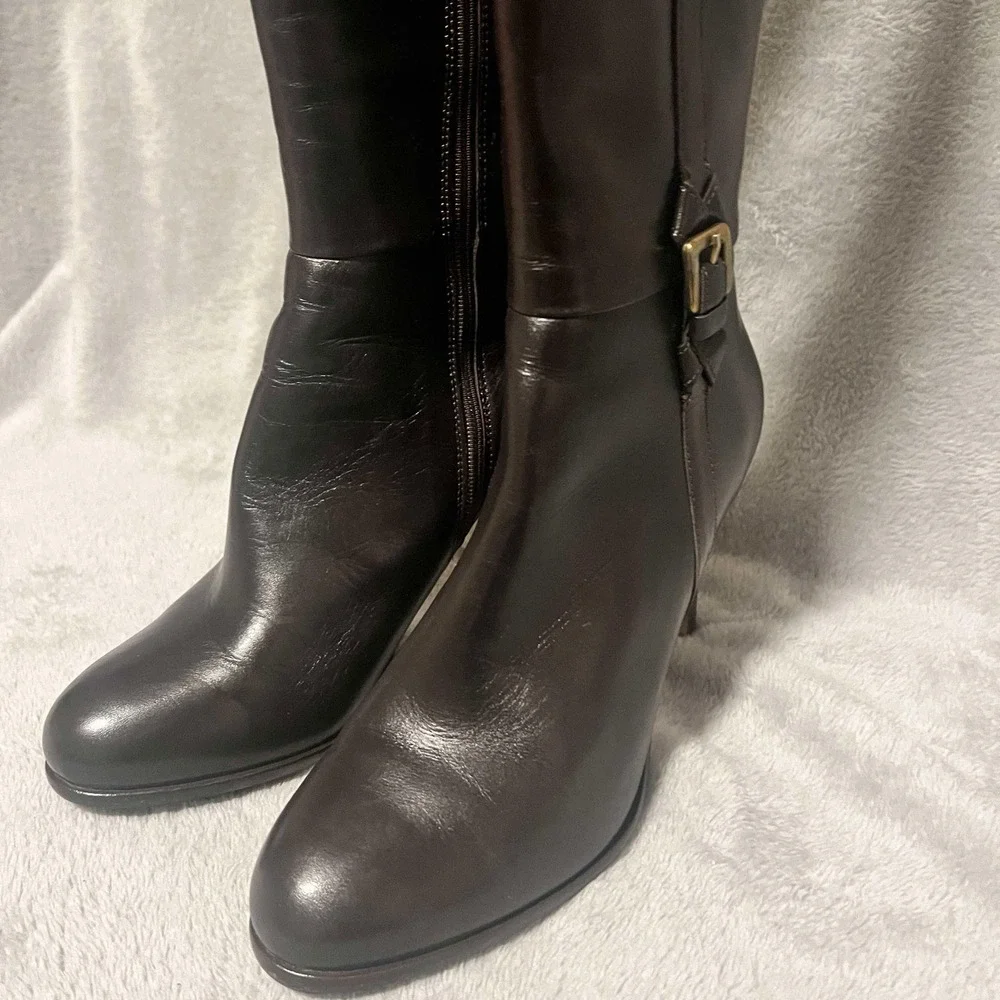 LK Bennett London Brown Knee Boots‎ Uk 38 RRP £450 Genuine Leather Made Italy